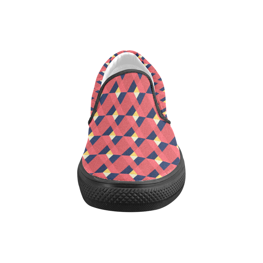 red triangle tile ceramic Women's Unusual Slip-on Canvas Shoes (Model 019)