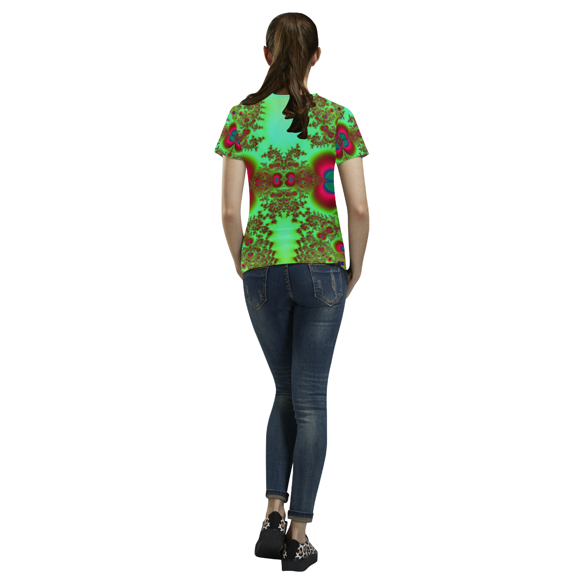 Gypsy Bohemian Lace Fractal Abstract All Over Print T-Shirt for Women (USA Size) (Model T40)