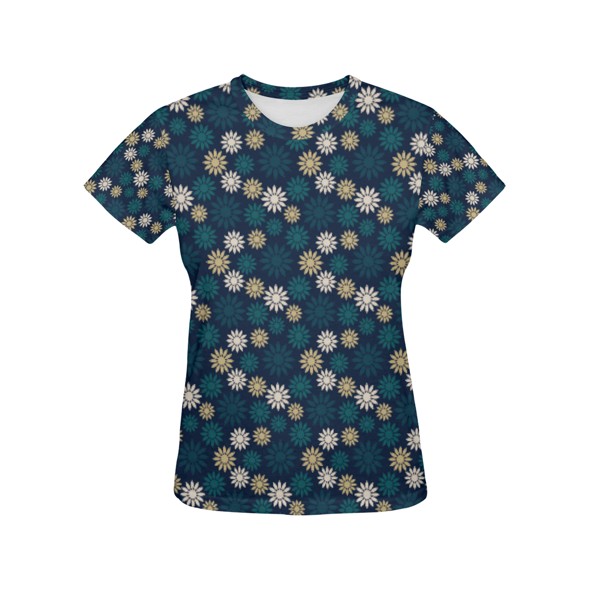 Blue Symbolic Camomiles Floral All Over Print T-Shirt for Women (USA Size) (Model T40)