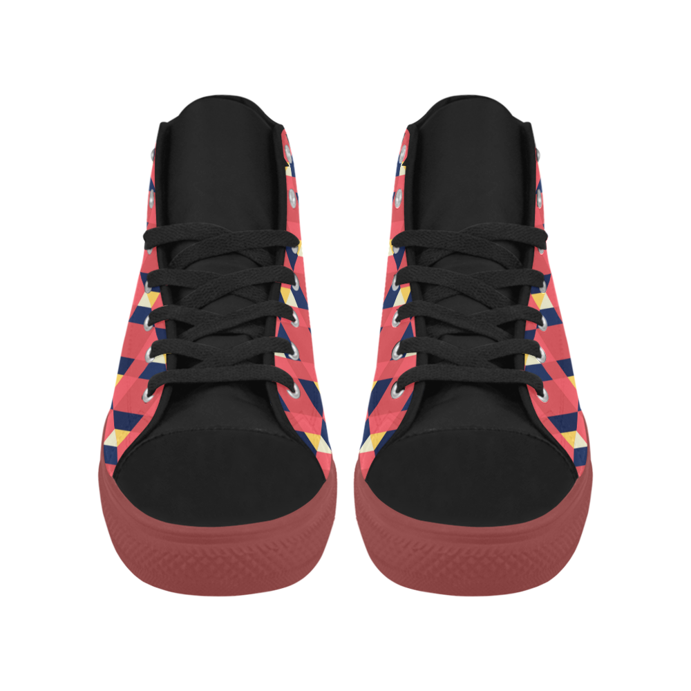 red triangle tile ceramic Aquila High Top Microfiber Leather Women's Shoes/Large Size (Model 032)