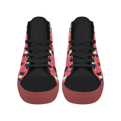 red triangle tile ceramic Aquila High Top Microfiber Leather Women's Shoes/Large Size (Model 032)