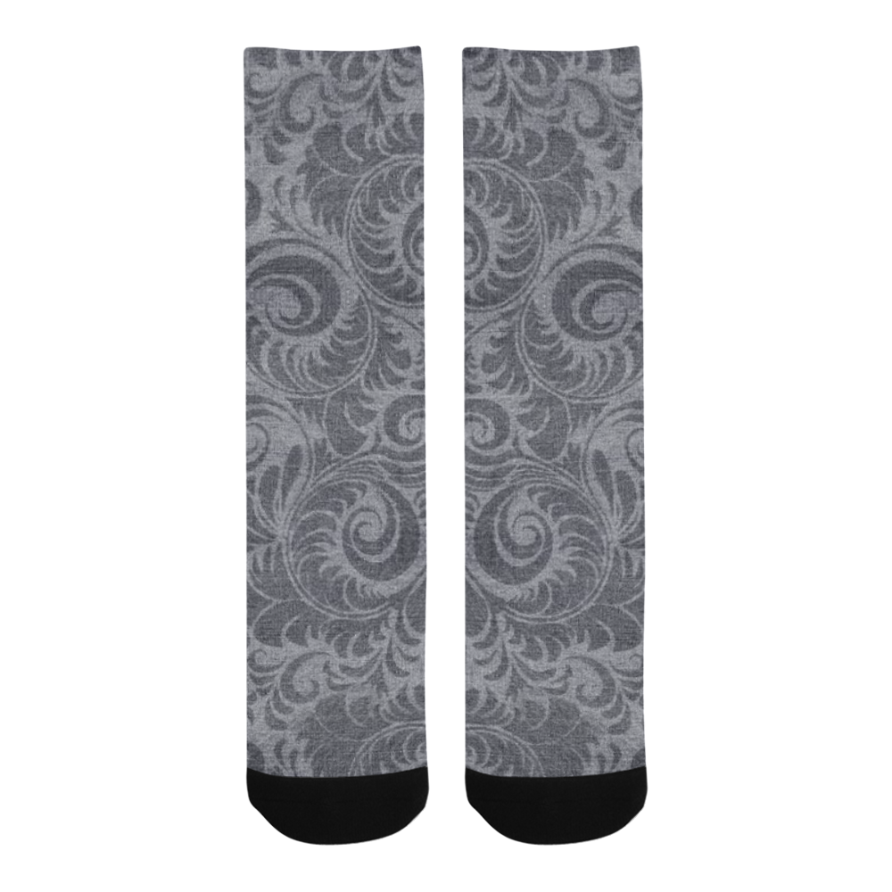 Denim with vintage floral pattern, light grey Trouser Socks