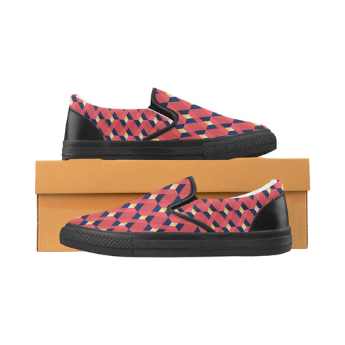 red triangle tile ceramic Men's Slip-on Canvas Shoes (Model 019)