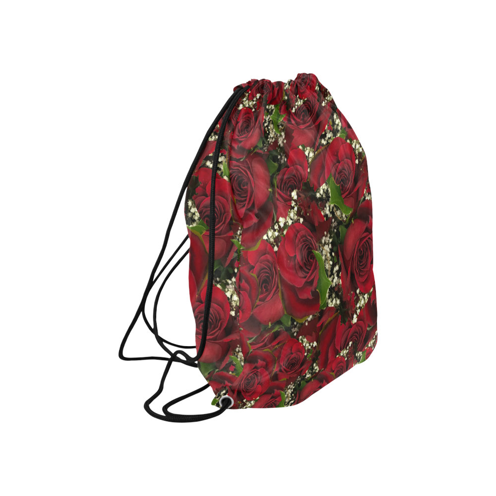 Carmine Roses Large Drawstring Bag Model 1604 (Twin Sides)  16.5"(W) * 19.3"(H)