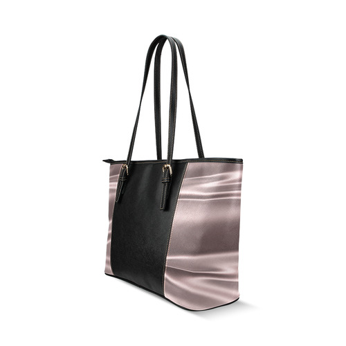 Lilac satin 3D texture Black Center Version Leather Tote Bag/Small (Model 1640)