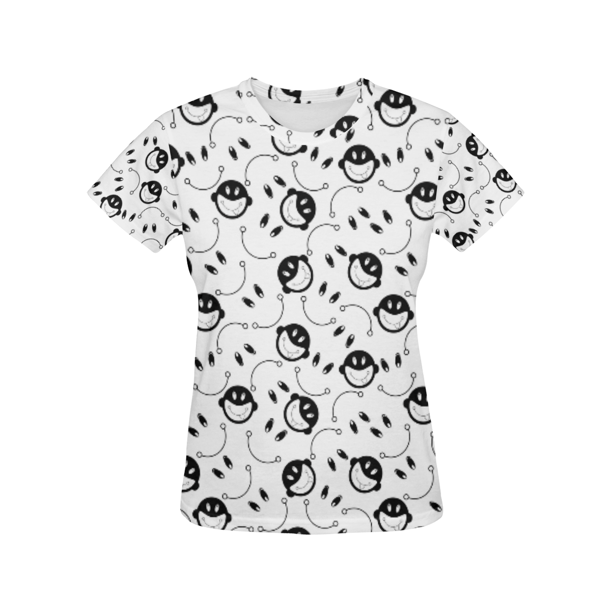 black and white funny monkeys All Over Print T-Shirt for Women (USA Size) (Model T40)