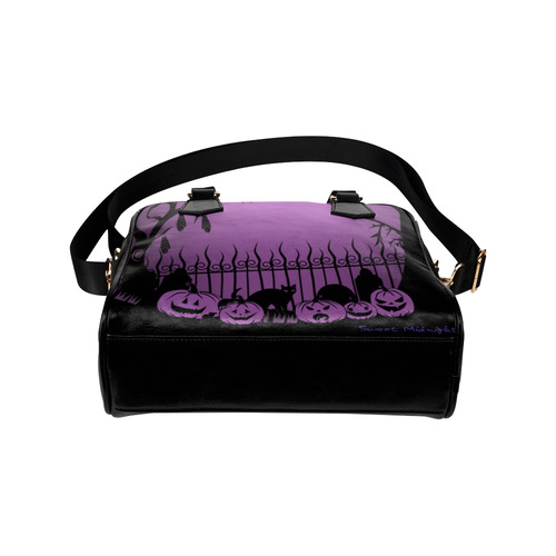 Trick or Treat in the Graveyard Purple Bag Shoulder Handbag (Model 1634)