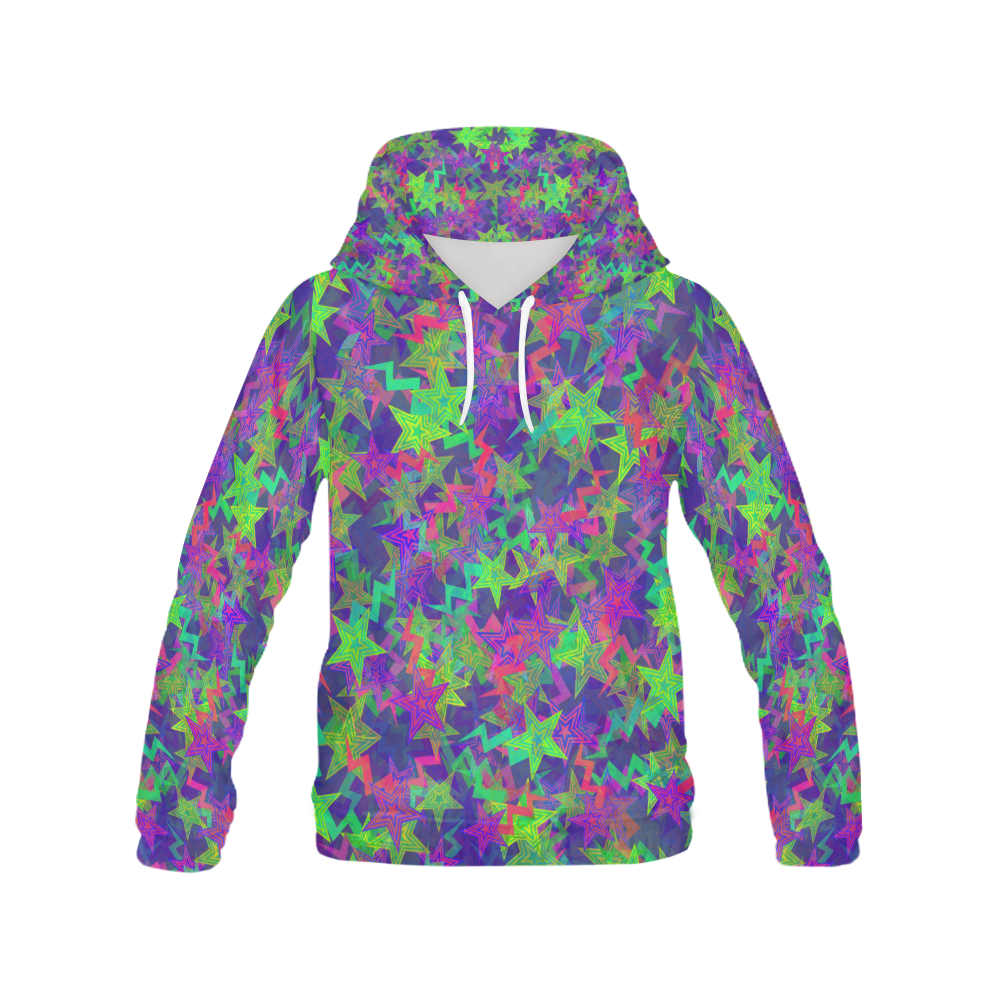 Purple Shooting Stars All Over Print Hoodie for Women (USA Size) (Model H13)
