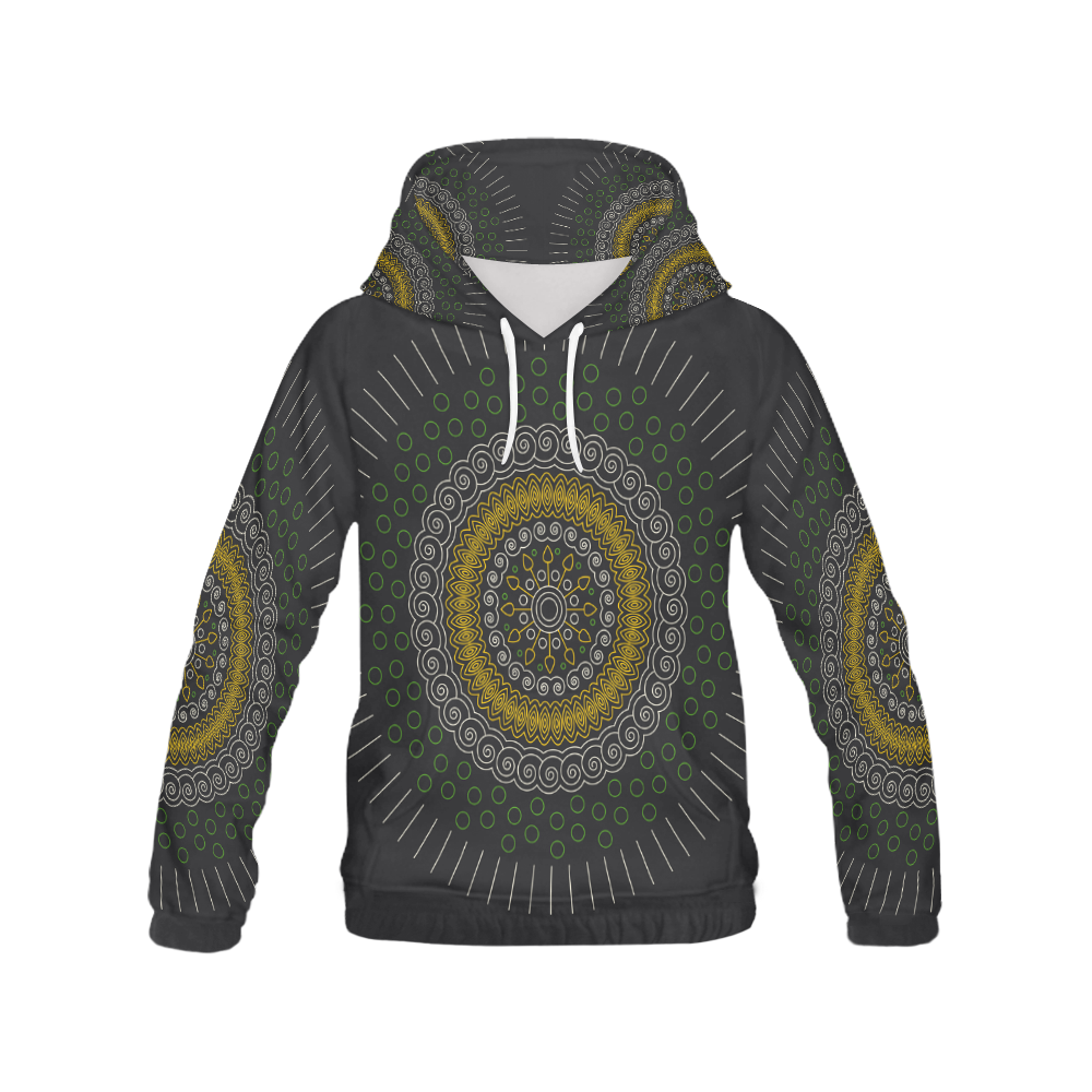 green with yellow mandala circular All Over Print Hoodie for Women (USA Size) (Model H13)
