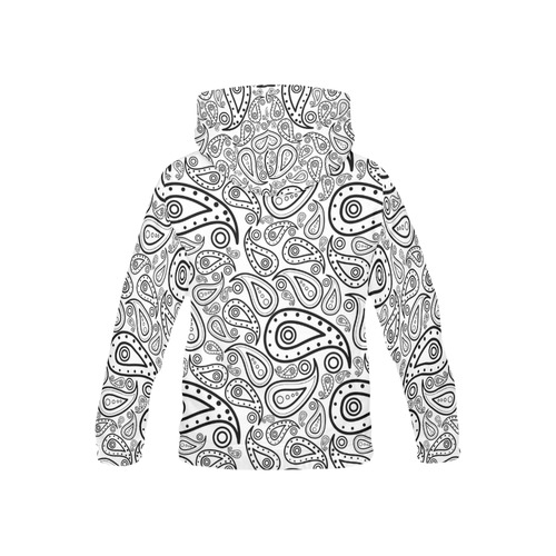 black and white paisley All Over Print Hoodie for Kid (USA Size) (Model H13)