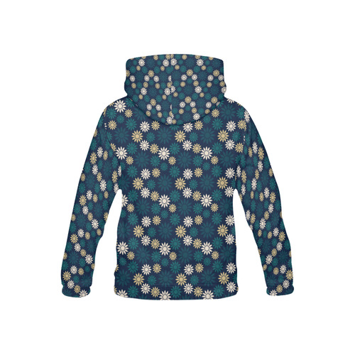 Blue Symbolic Camomiles Floral All Over Print Hoodie for Kid (USA Size) (Model H13)