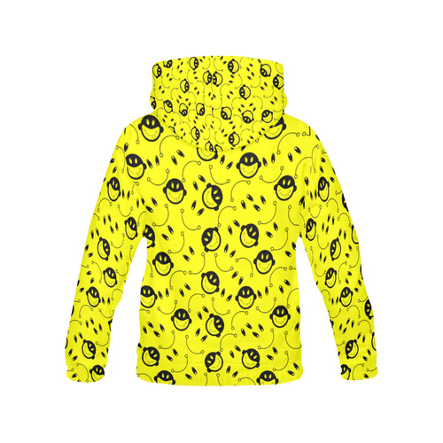 monkey tongue out on yellow All Over Print Hoodie for Women (USA Size) (Model H13)