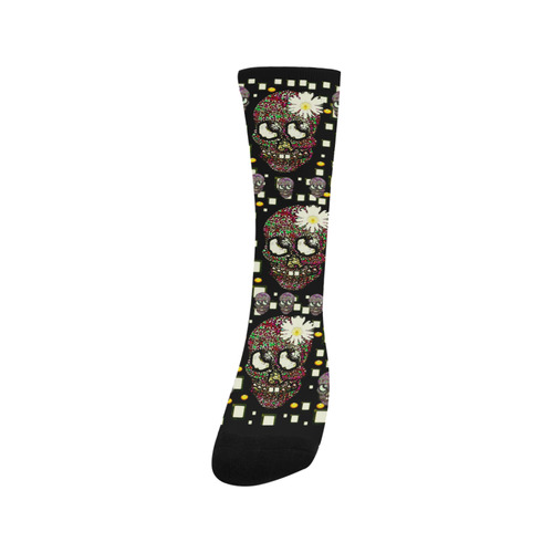 Floral skulls with sugar on Trouser Socks