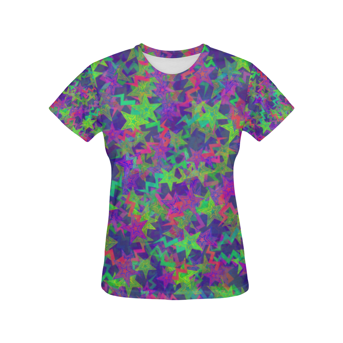 Purple Shooting Stars All Over Print T-Shirt for Women (USA Size) (Model T40)