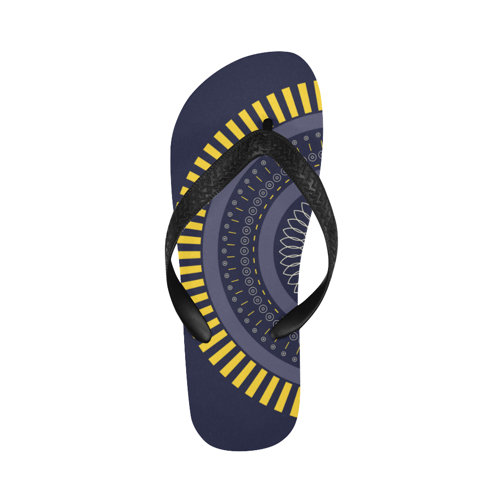 blue zen mandala circle Flip Flops for Men/Women (Model 040)