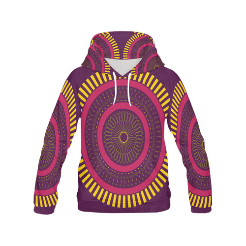 red zen mandala circle All Over Print Hoodie for Women (USA Size) (Model H13)