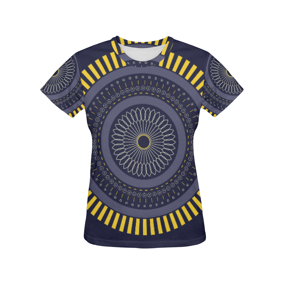 blue zen mandala circle All Over Print T-Shirt for Women (USA Size) (Model T40)