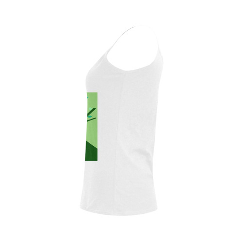 Designers ladies top white with Green tree Women's Spaghetti Top (USA Size) (Model T34)