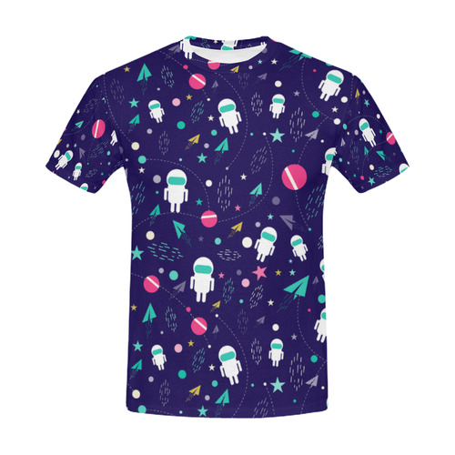 Cute Doodle Astronauts All Over Print T-Shirt for Men (USA Size) (Model T40)