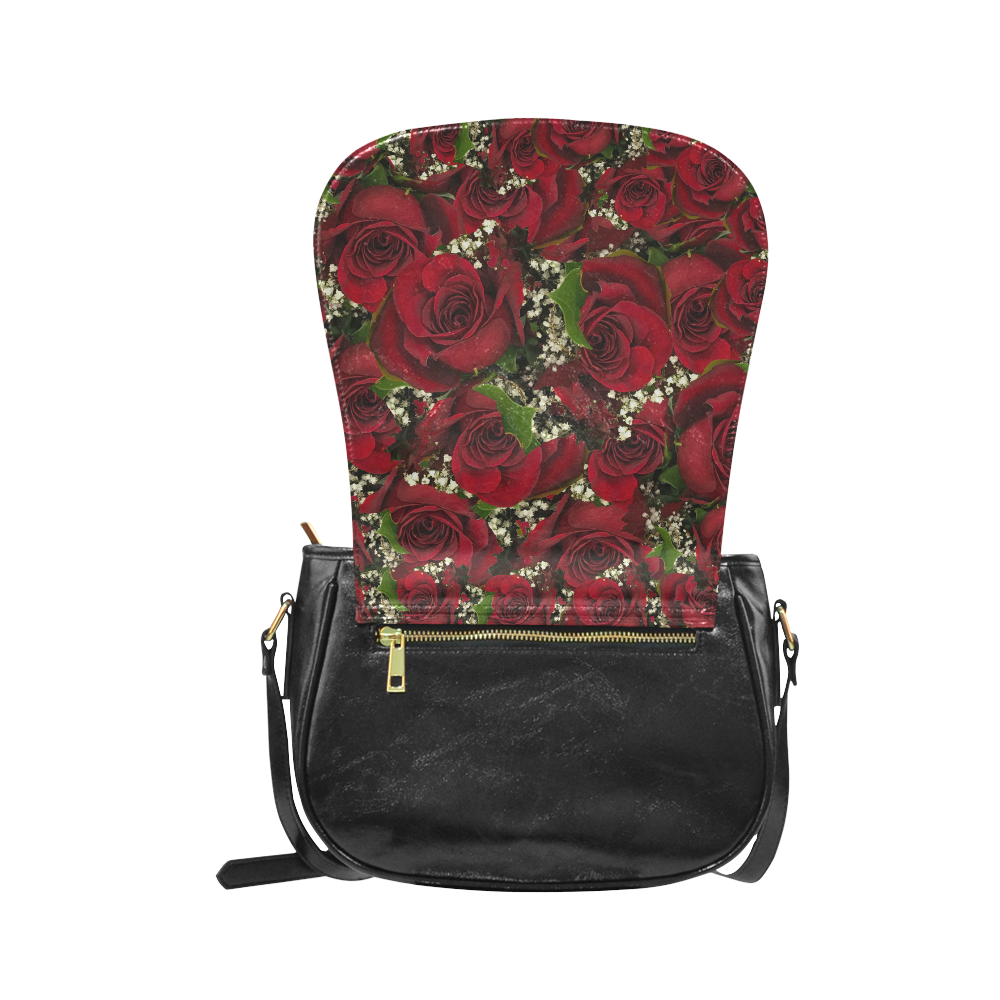 Carmine Roses Classic Saddle Bag/Small (Model 1648)
