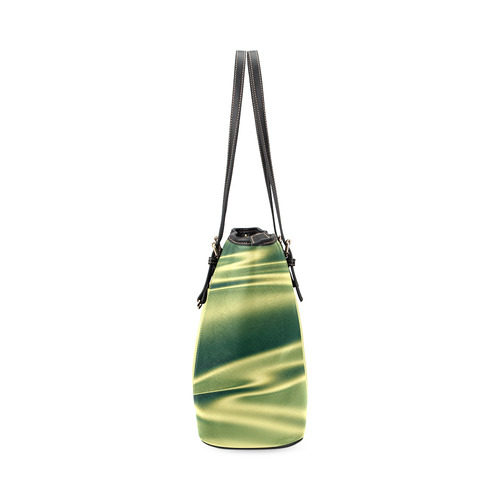 Green satin 3D texture Light Center Version Leather Tote Bag/Small (Model 1640)