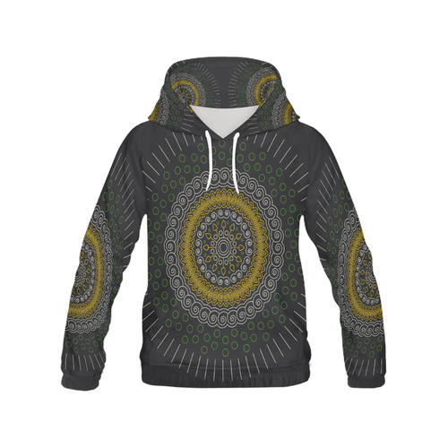 green with yellow mandala circular All Over Print Hoodie for Men (USA Size) (Model H13)