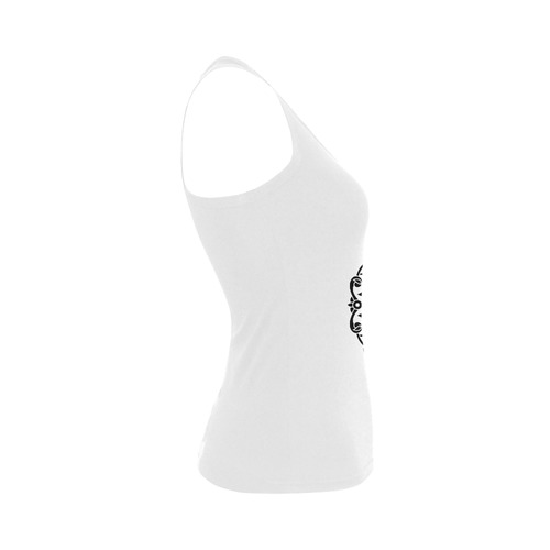 Designers t-shirt white with Mandala art Black Women's Shoulder-Free Tank Top (Model T35)