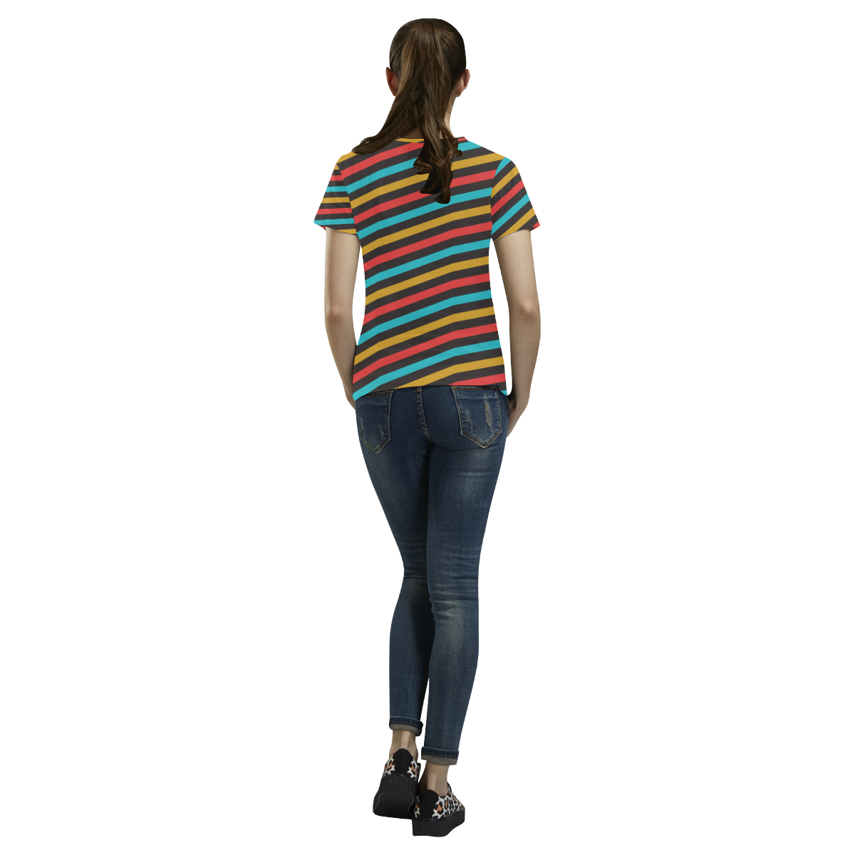 retro stripe All Over Print T-Shirt for Women (USA Size) (Model T40)