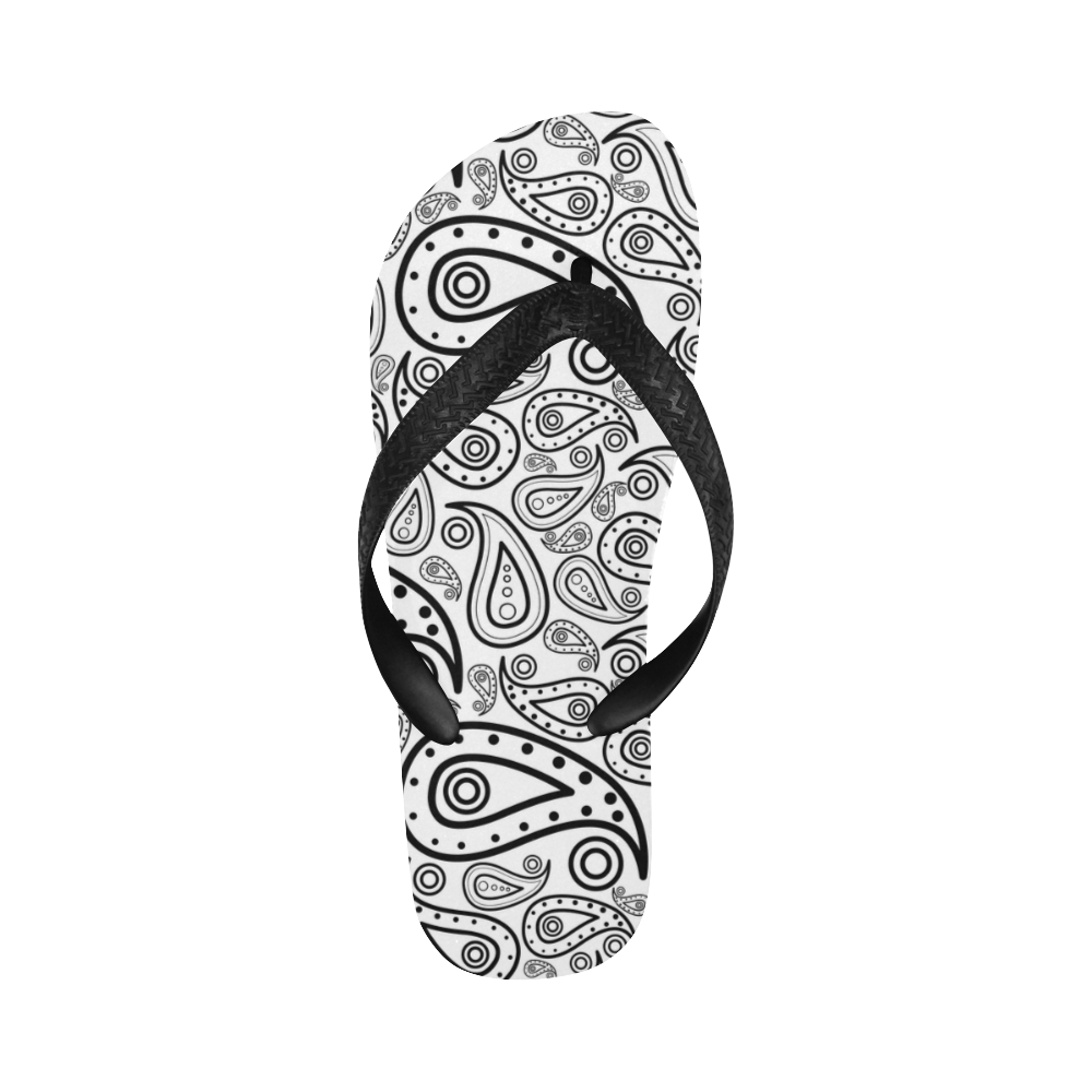 black and white paisley Flip Flops for Men/Women (Model 040)