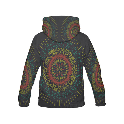 yellow with red mandala circular All Over Print Hoodie for Men (USA Size) (Model H13)