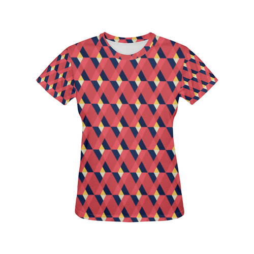 red triangle tile ceramic All Over Print T-Shirt for Women (USA Size) (Model T40)