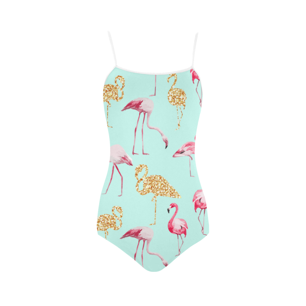 Flamingo (blue) Strap Swimsuit ( Model S05)