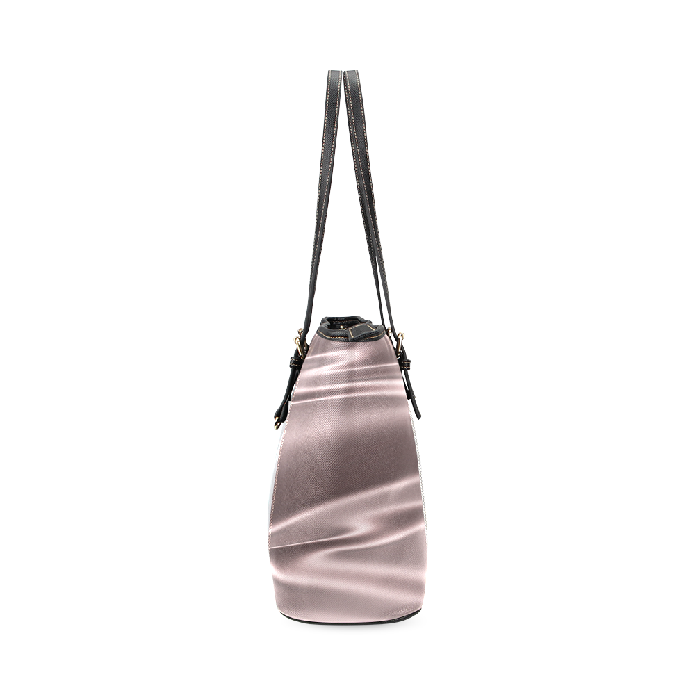 Green and lilac satin 3D texture Silver Center Version Leather Tote Bag/Small (Model 1640)