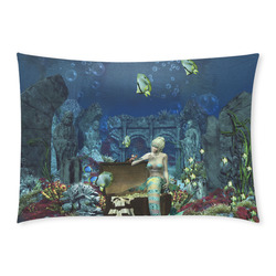 Underwater wold with mermaid Custom Rectangle Pillow Case 20x30 (One Side)