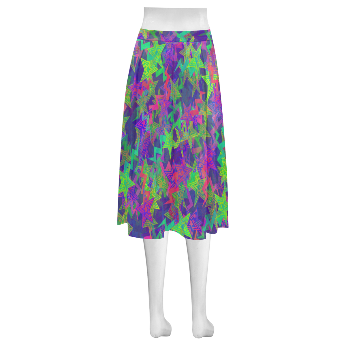 Purple Shooting Stars Mnemosyne Women's Crepe Skirt (Model D16)