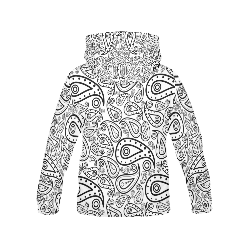 black and white paisley All Over Print Hoodie for Men (USA Size) (Model H13)