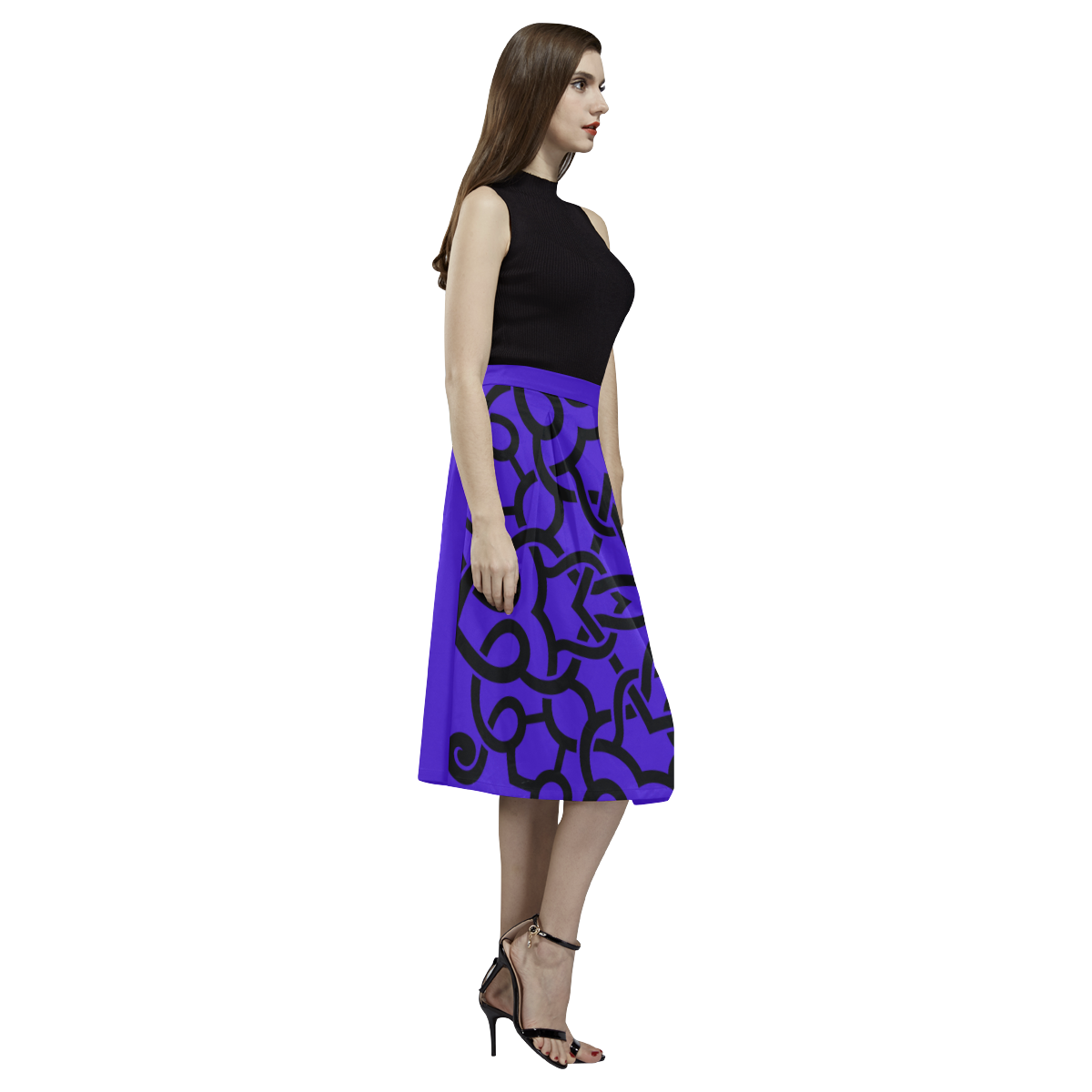 Designers vintage mandala Skirt purple Aoede Crepe Skirt (Model D16)