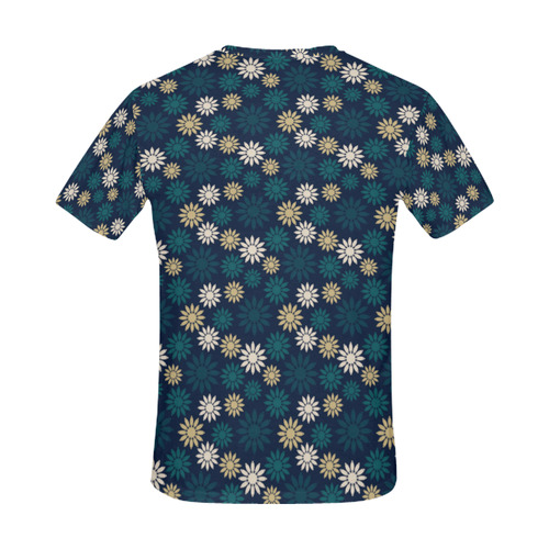 Blue Symbolic Camomiles Floral All Over Print T-Shirt for Men (USA Size) (Model T40)
