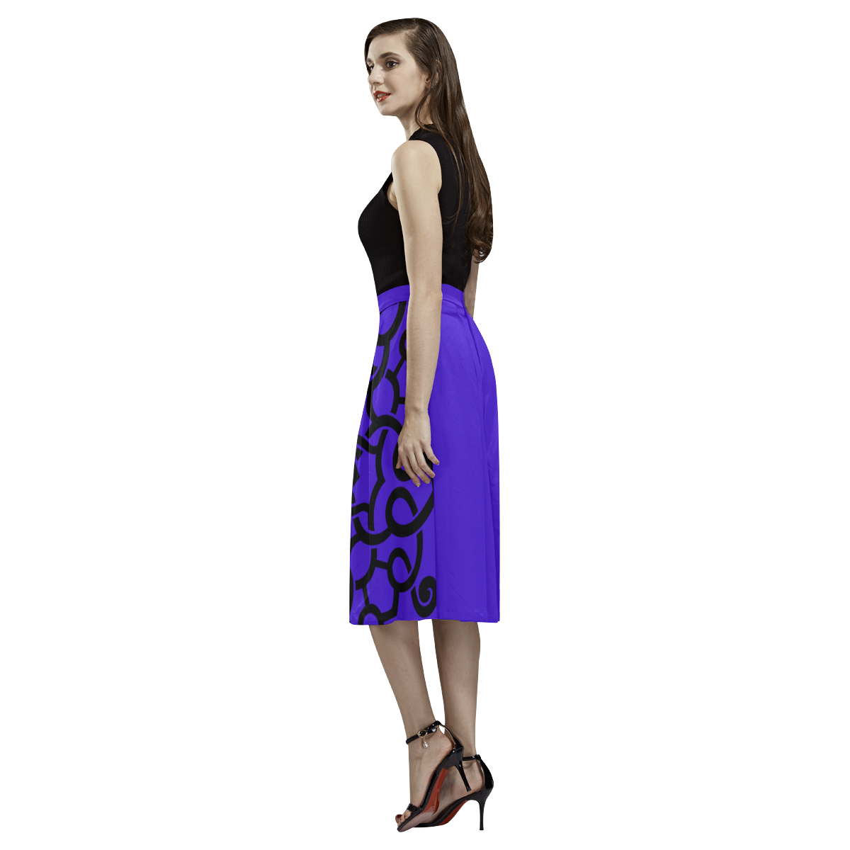 Designers vintage mandala Skirt purple Aoede Crepe Skirt (Model D16)