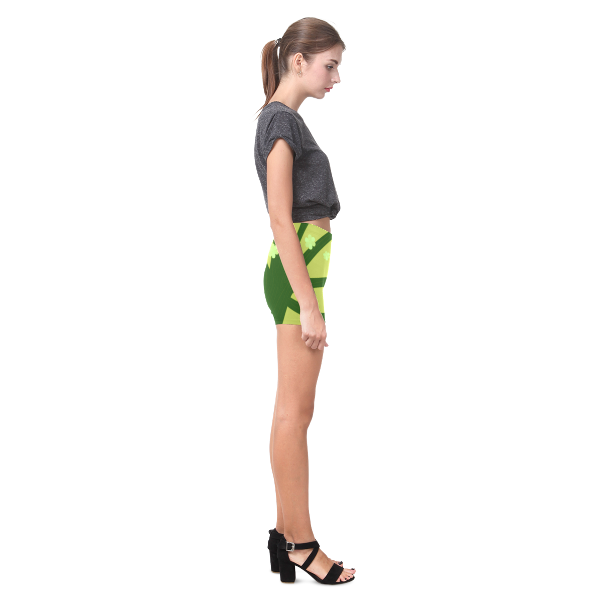 Designers shorts : spring Tree green forest Briseis Skinny Shorts (Model L04)