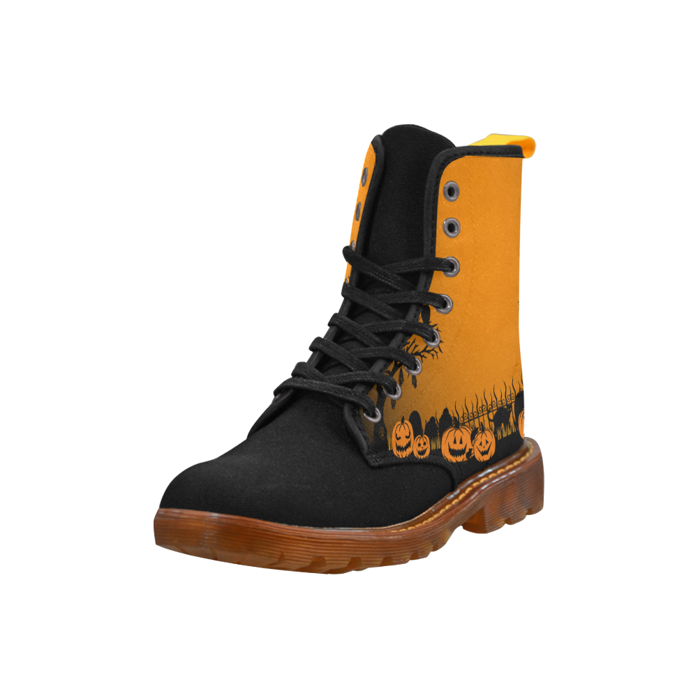 Trick or Treat in the Graveyard Boots Orange Martin Boots For Women Model 1203H