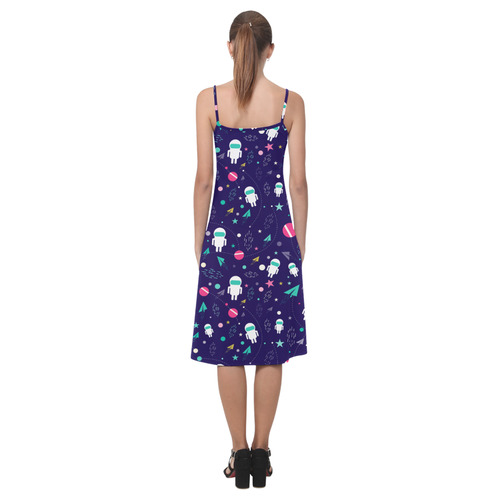 Cute Doodle Astronauts Alcestis Slip Dress (Model D05)