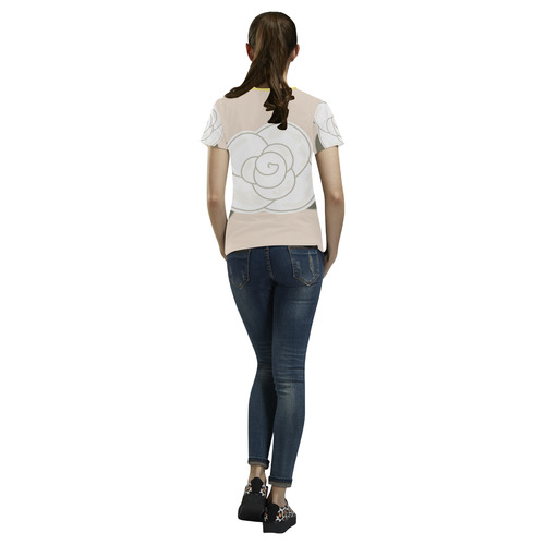DESIGNERS ALL OVER PRINT TSHIRT Yellow : white Rose All Over Print T-Shirt for Women (USA Size) (Model T40)