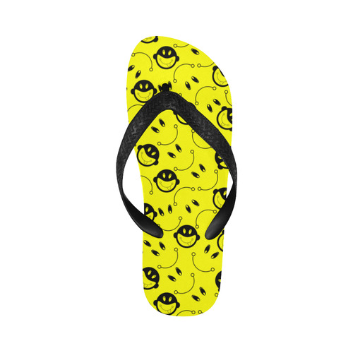 monkey tongue out on yellow Flip Flops for Men/Women (Model 040)