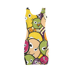 monster colorful doodle Medea Vest Dress (Model D06)