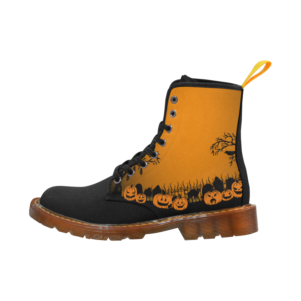 Trick or Treat in the Graveyard Boots Orange Martin Boots For Women Model 1203H