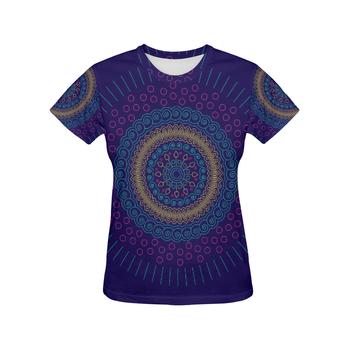 blue mandala circular All Over Print T-Shirt for Women (USA Size) (Model T40)