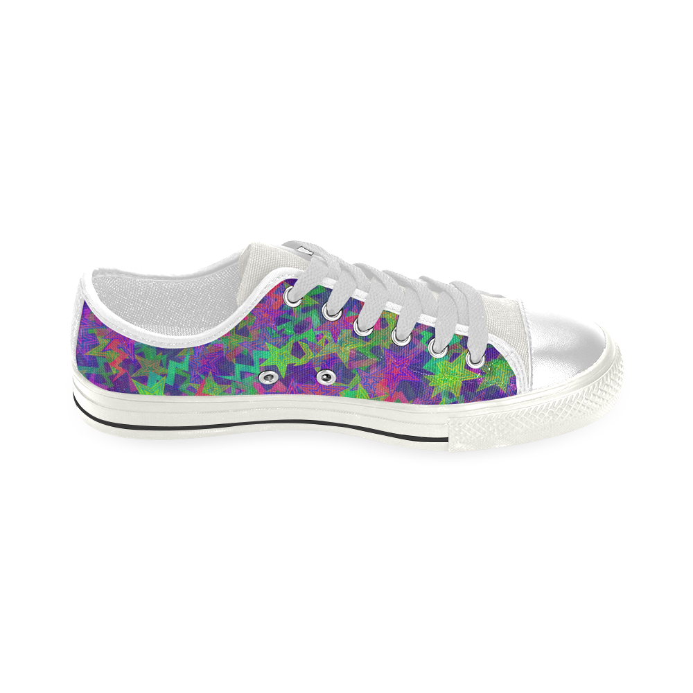 Purple Shooting Stars Low Top Canvas Shoes for Kid (Model 018)
