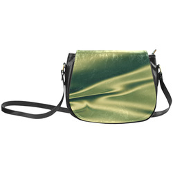 Green satin 3D texture Classic Saddle Bag/Small (Model 1648)