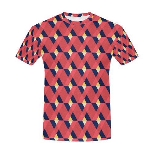 red triangle tile ceramic All Over Print T-Shirt for Men (USA Size) (Model T40)